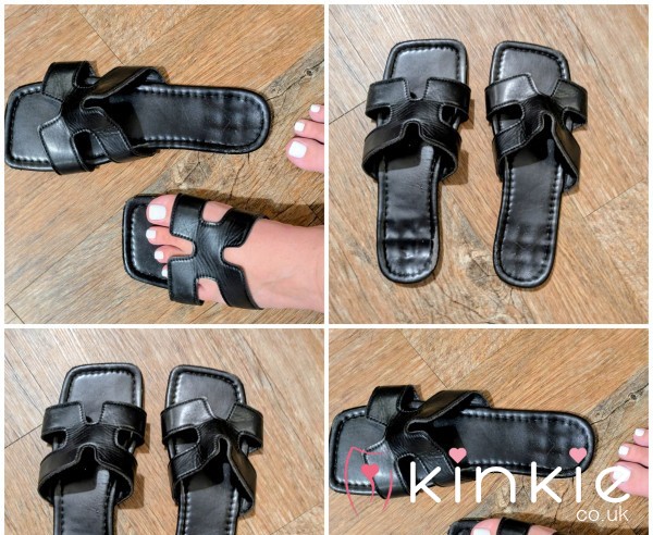 Black Very Well Worn Sliders