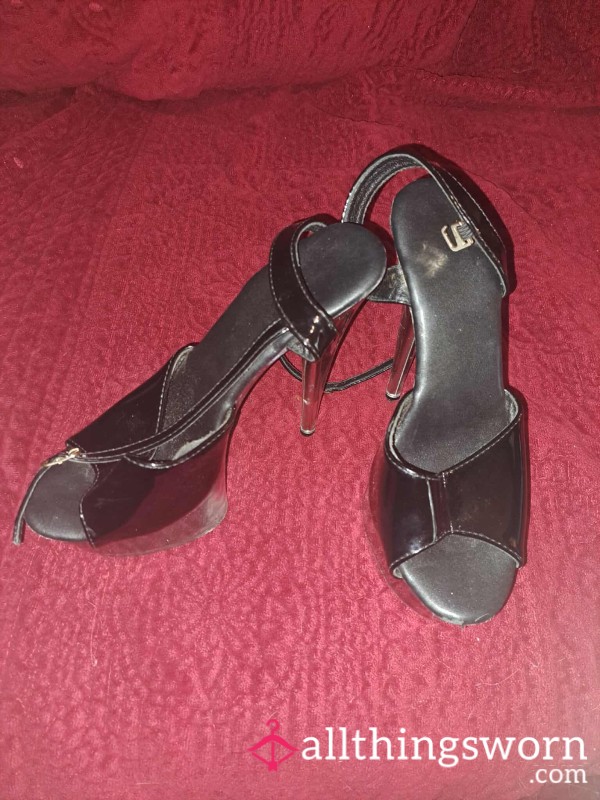 Black Vinyl Stripper Shoes