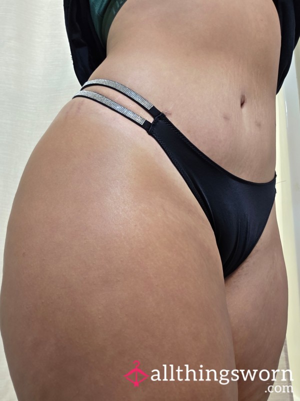 Black VS Rhinestone Thong