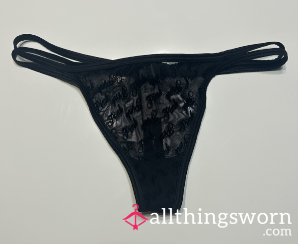 Black VS Sheer Logo Thong 🖤