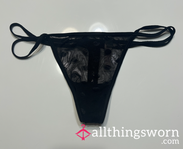 Black VS Sheer Polka Dot Thong