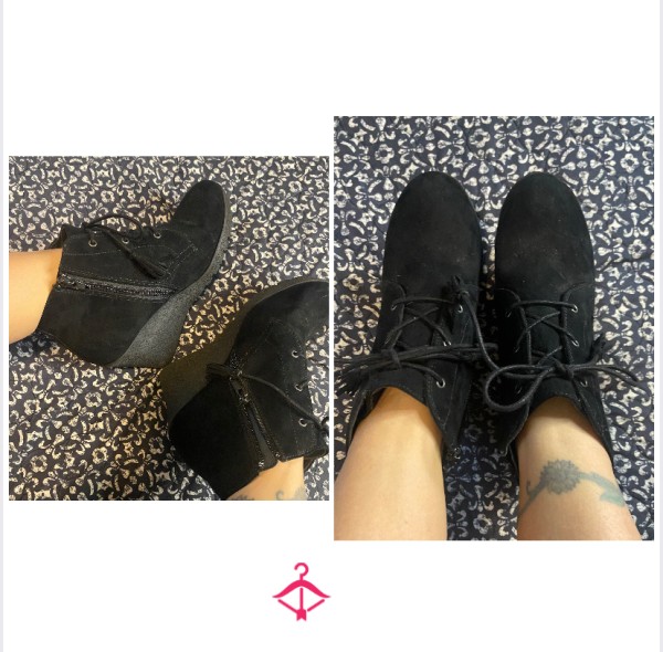 Black Wedge Ankle Booties