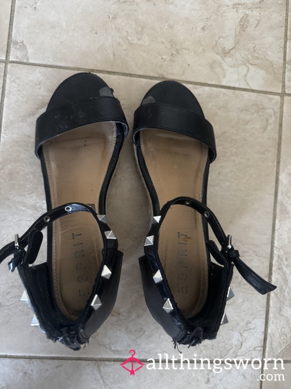 Black Wedged Shoes -VERY Worn