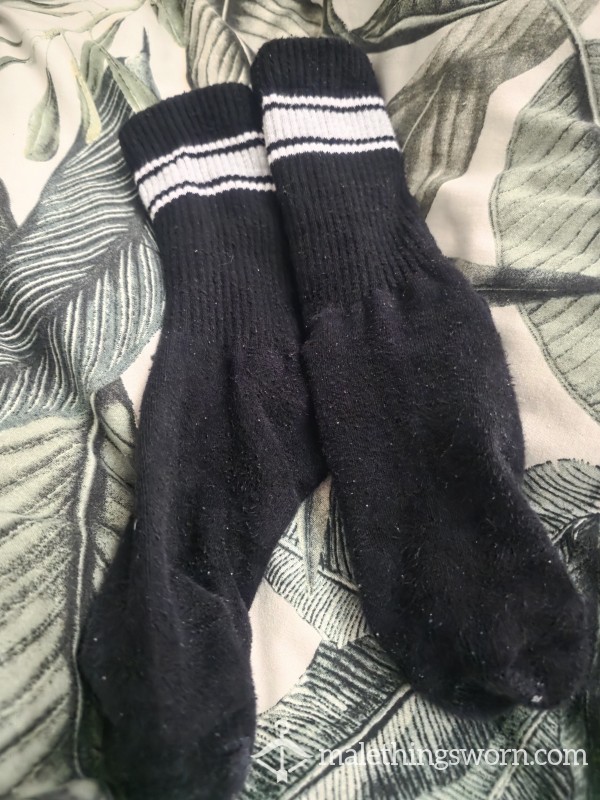 Black Well Worn And Unwashed Sport Socks