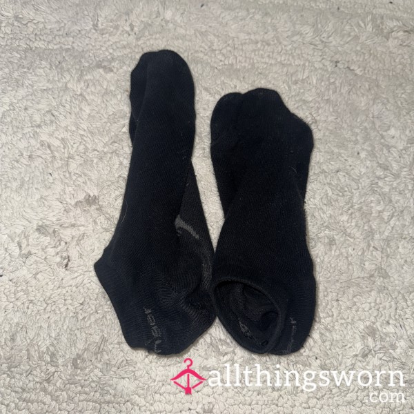 Black Well Worn Ankle Socks