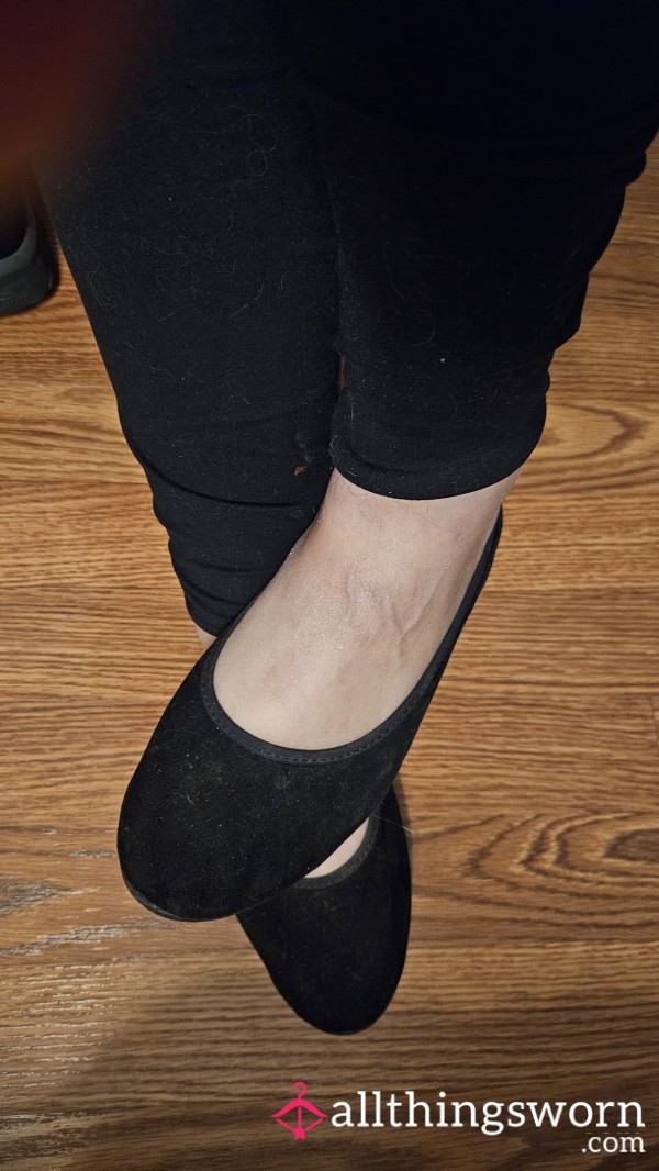 Black Well Worn Ballet Flats
