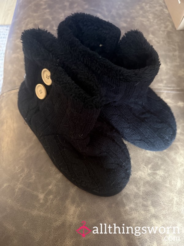 Black Well Worn Never Washed Slipper Boots