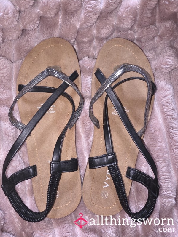 Black Well Worn Sandals
