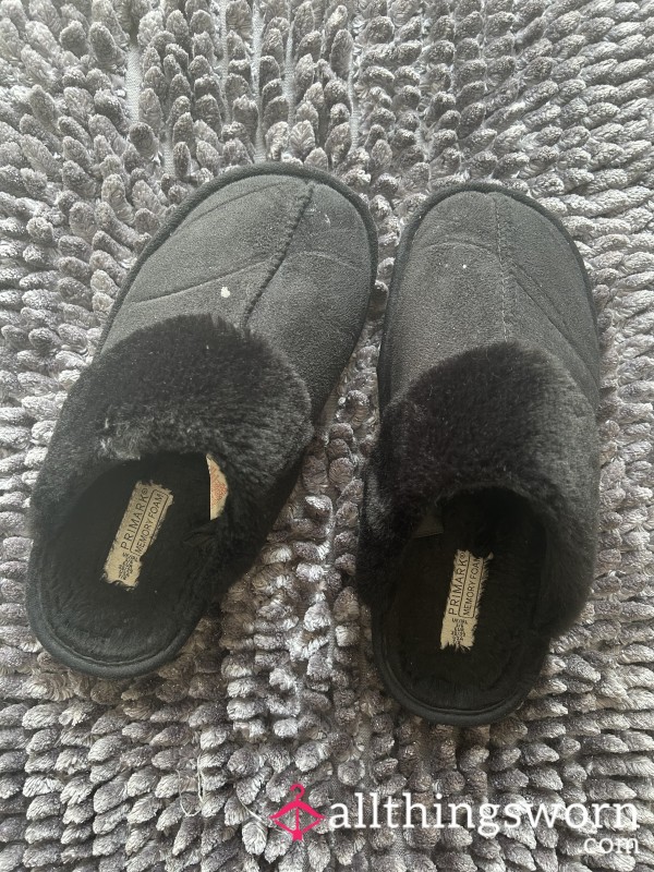 Black Well-worn Slippers