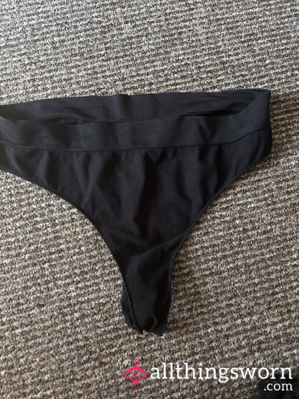 Black Well Worn Thong