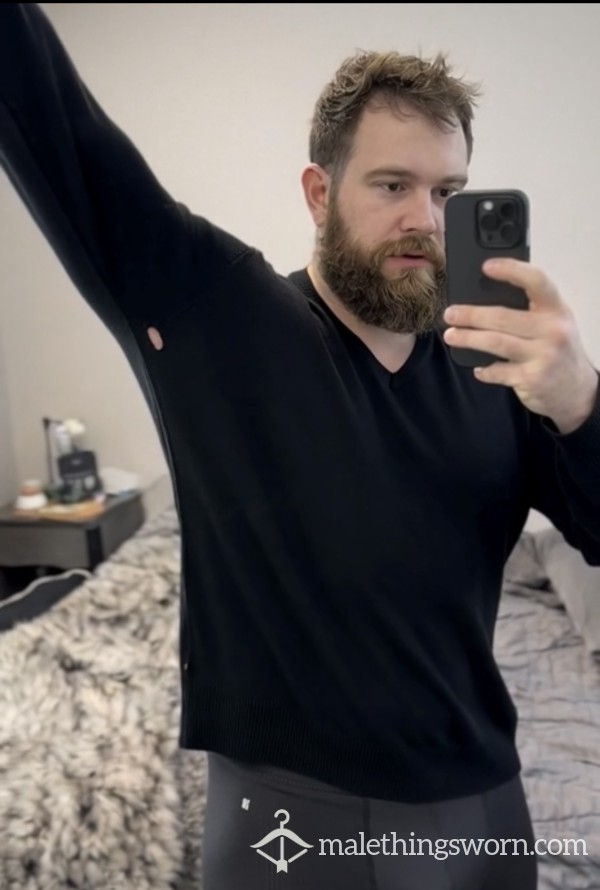 Black Well Worn V Neck Sweater/ Jumper