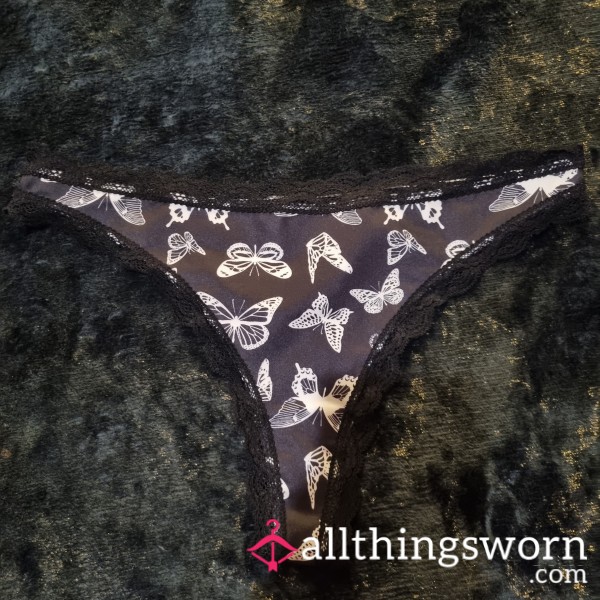 Black & White Bu*terfly Print Thong