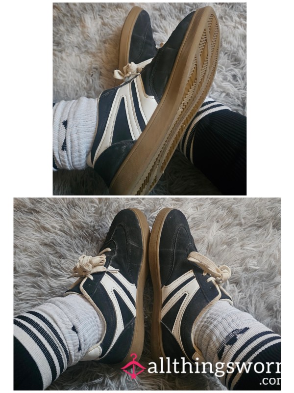 Black & White Discoloured Shoes 👞 Sand & Dust 👞 Used Item 👞 Uk Postage 👞 Smelly Soles 👞 Lick Them Clean