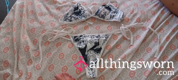 Black & White Kawaii Anime Girl Two Piece Lingerie Set Size- L
