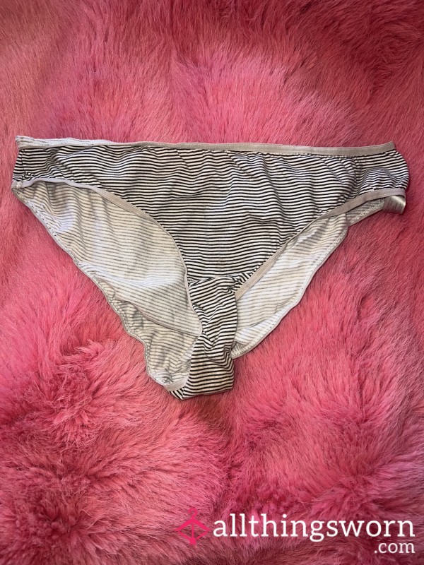 🖤Black & White Striped Cotton Knickers (24hr Wear Included) 🤍