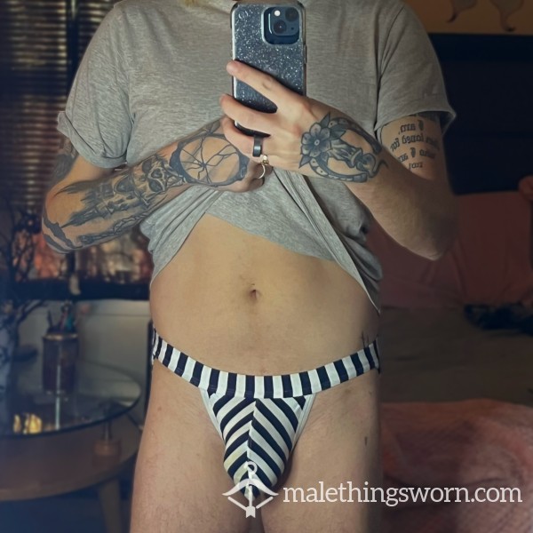 Black & White Striped Jockstrap (Used In Photoshoot)