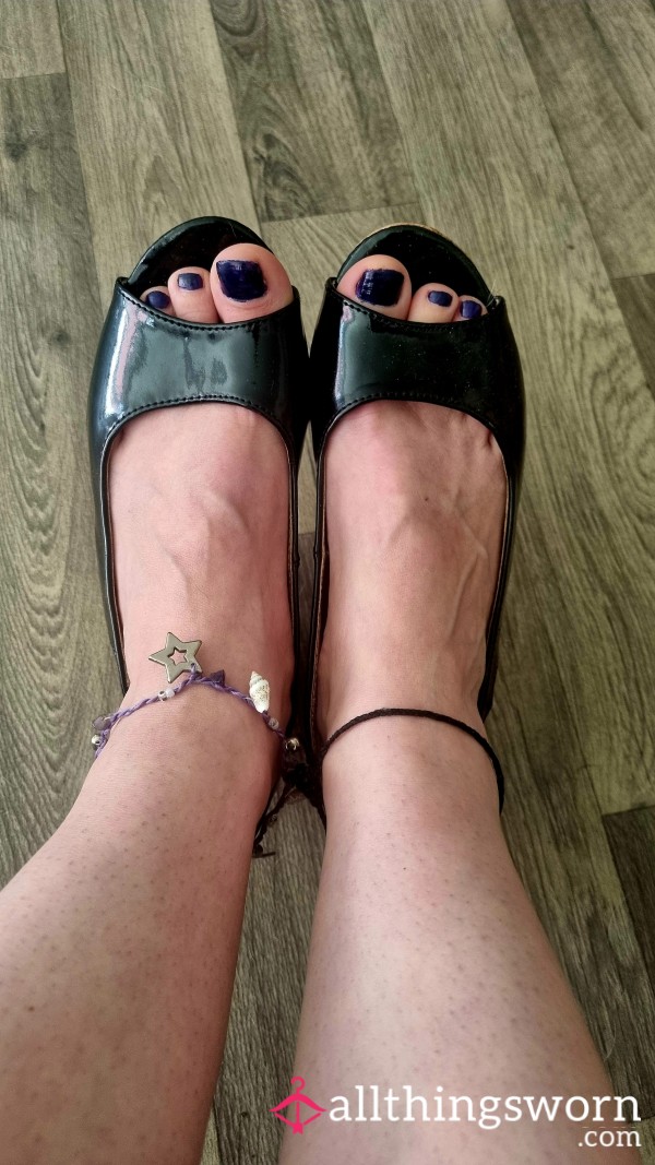 Black Widge's Shoes Opened Toe