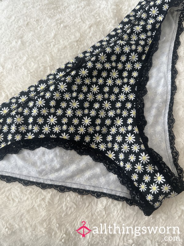 Black With Flor*l Panties Cotton