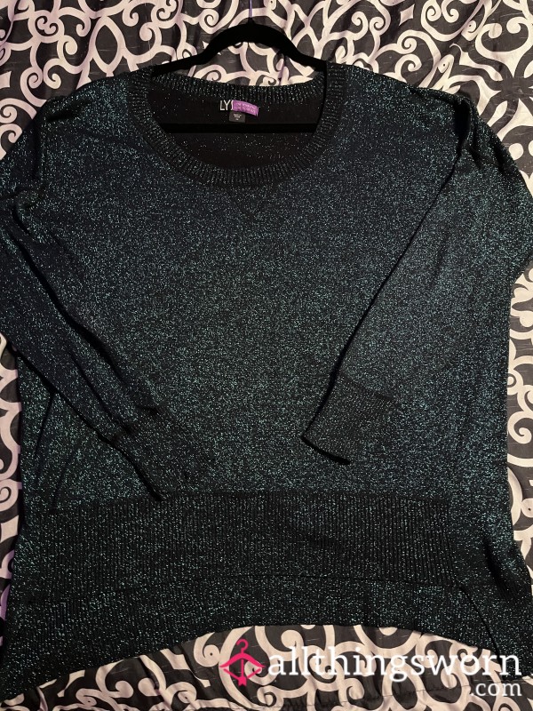 Black With Green Sparkles Top