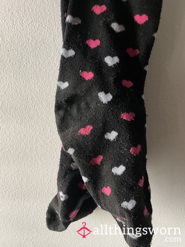 Black With Hearts Socks
