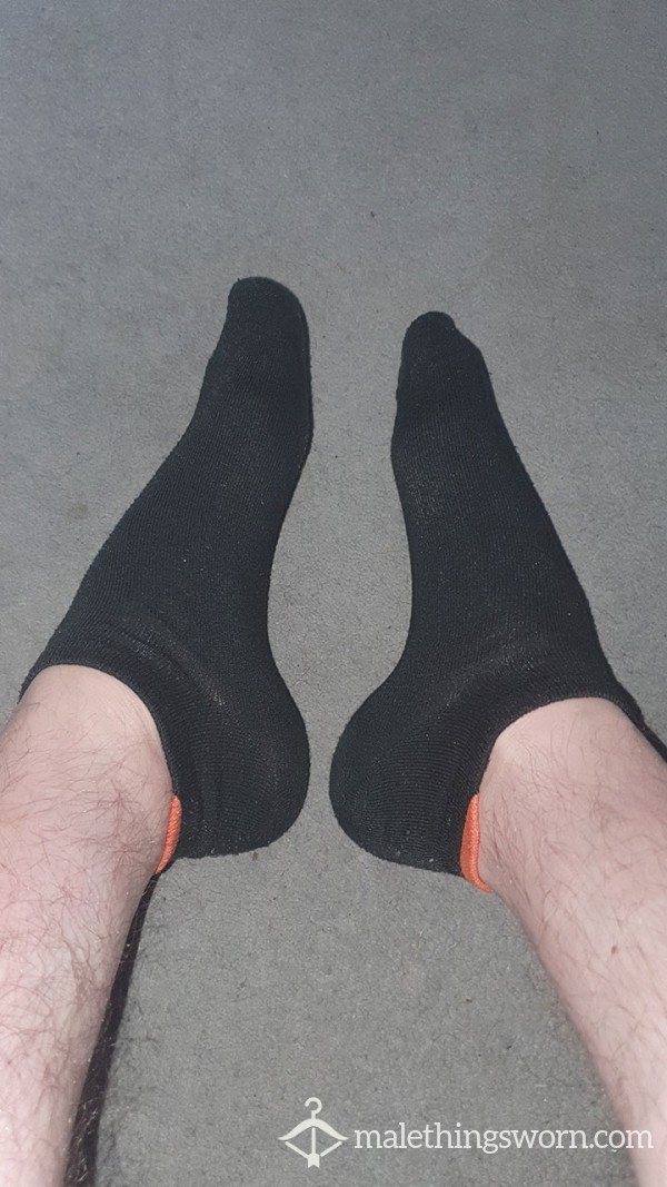 Black With Orange Accent Ankle Socks 24hr Wear