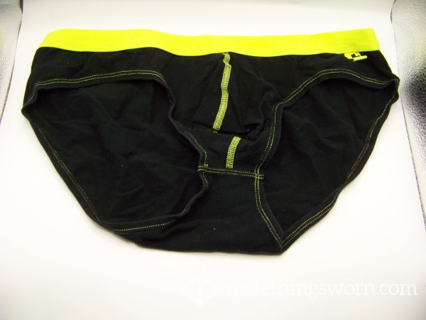 Black With Yellow Waistband Regular Briefs Size XL
