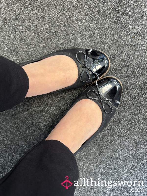Black Work Flats Size 7 – Sweaty, Sockless & Ripe For Your Face 😈