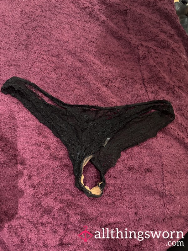 Black, Worn And Torn, Brazilian, Knickers