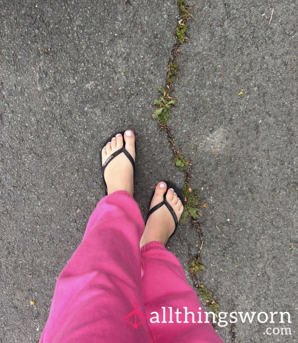 Black Worn Dirty Sweaty Flip Flops