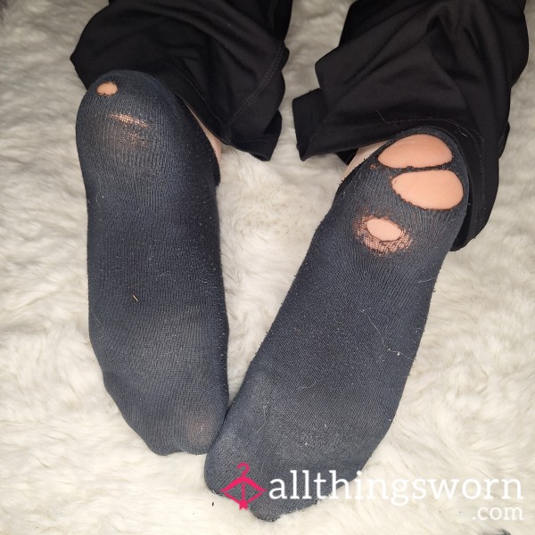 Black Worn Hole-y Socks