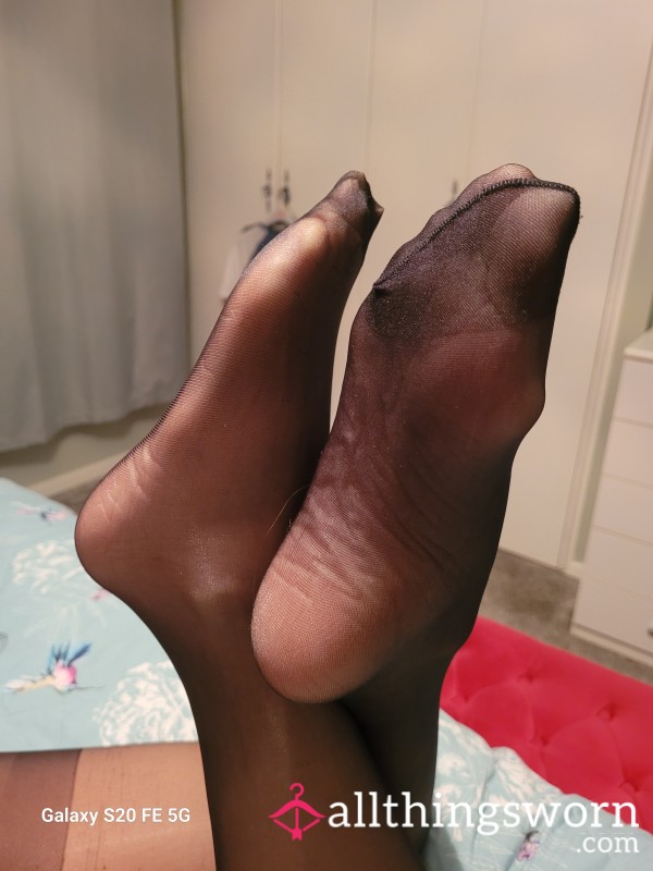 Black Worn Pantyhose.