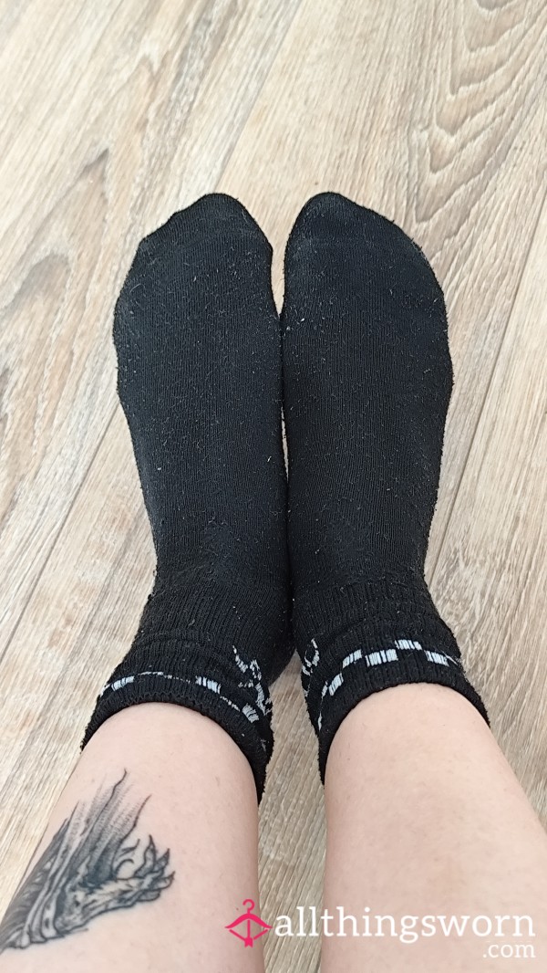 🖤 Black Worn Socks After Long Day 🧦