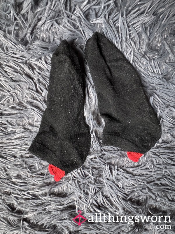 Black Worn Socks With Heart 48 H