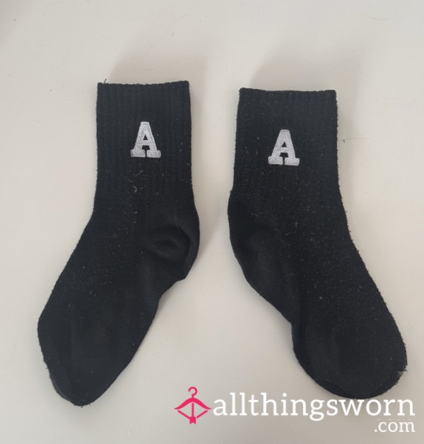 Black Worn Socks With My Logo And My Strong Scent