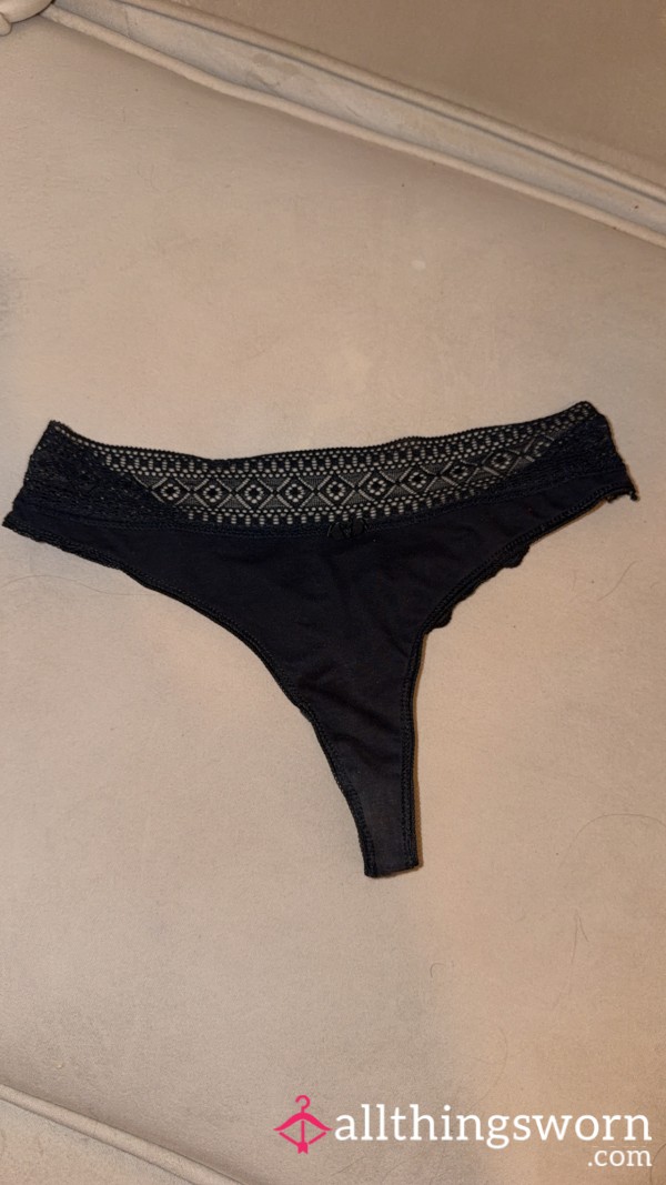Black Worn Thong