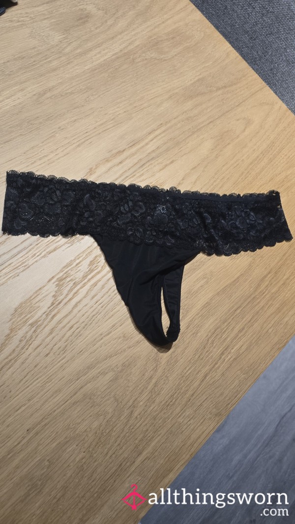 Black Worn Thongs