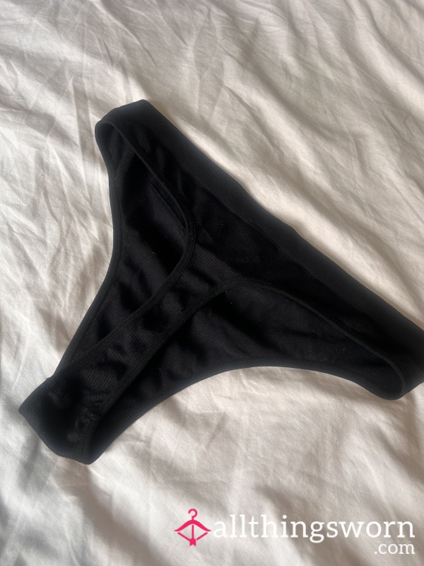 Black Worn Thongs