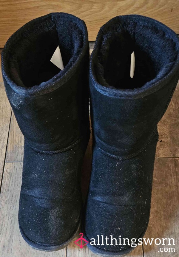 Black Worn Ugg Style Boots