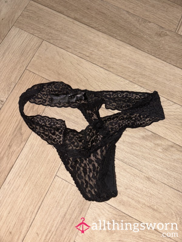 Black Worn XS Thongs