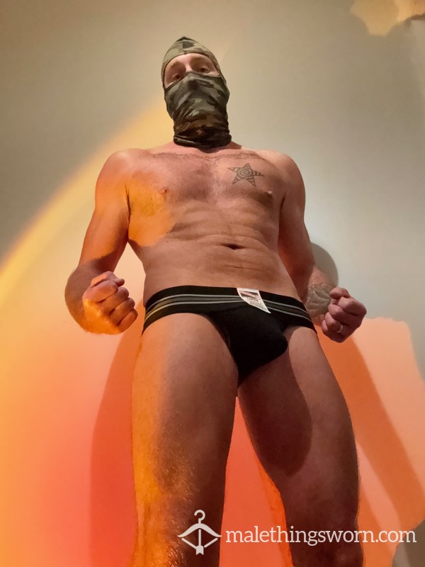 Black Wrestle Net Brief - Straight Alpha Worn