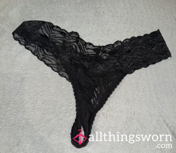 Black Zebra Lace Thong 💦🏇