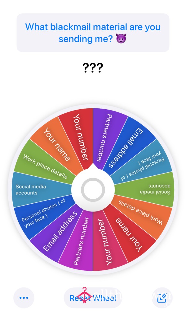 Blackmail Info Wheel Spin 😈