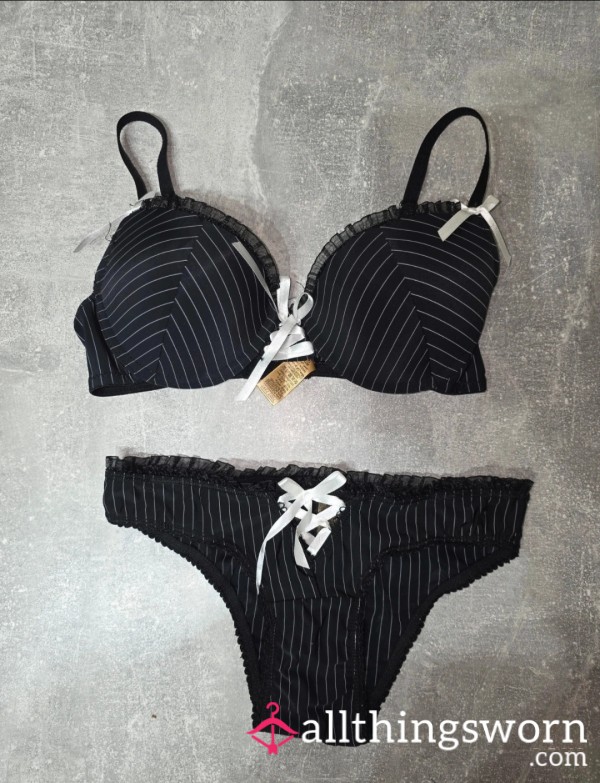 Black&white Striped Panties&bra