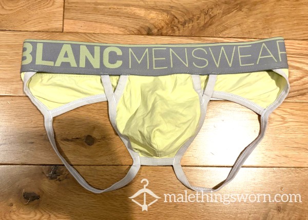 Blanc Menswear Yellow Jockstrap With Grey Waistband (M) Ready To Be Customised For You!