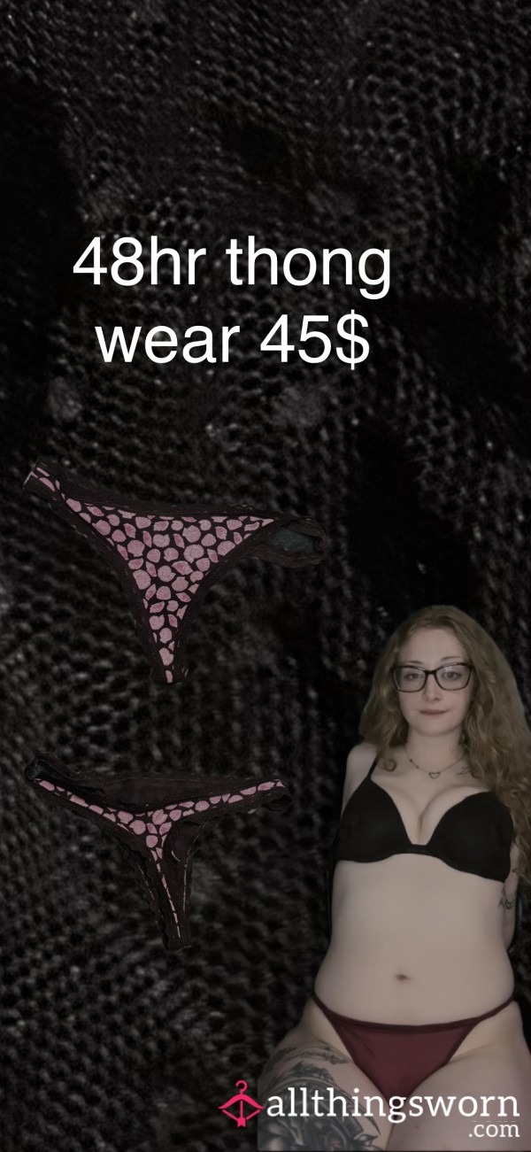 Blk Thong W Pink Shells 48hr Wear