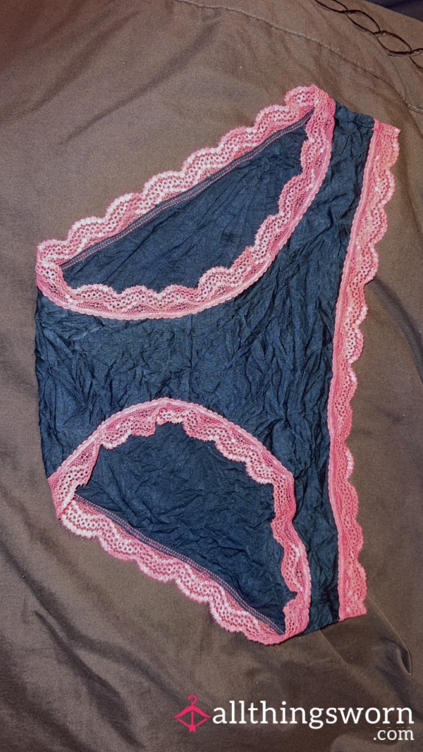 Blue And Baby Pink Lace Trim Bikini