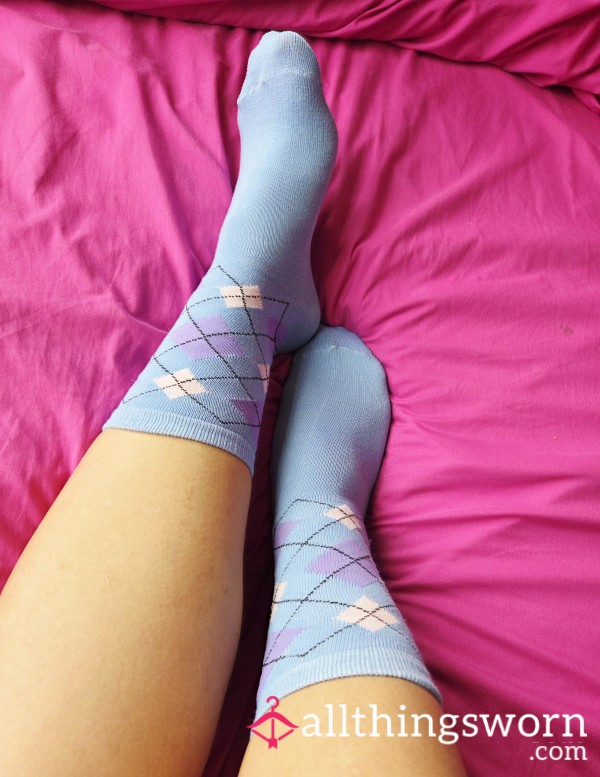 Blue And Pink Argyle Socks