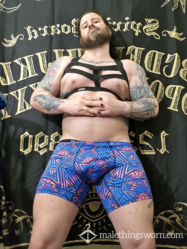 Blue And Pink Compression Shorts