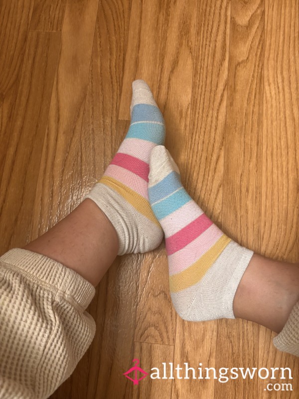 Blue And Pink Striped Goddess Ankle Socks