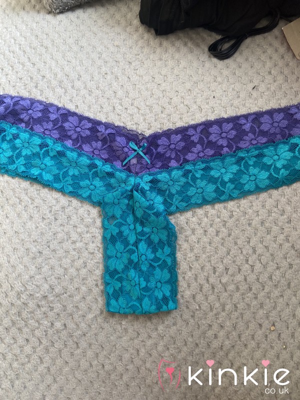 Blue And Purple Lace Thongs